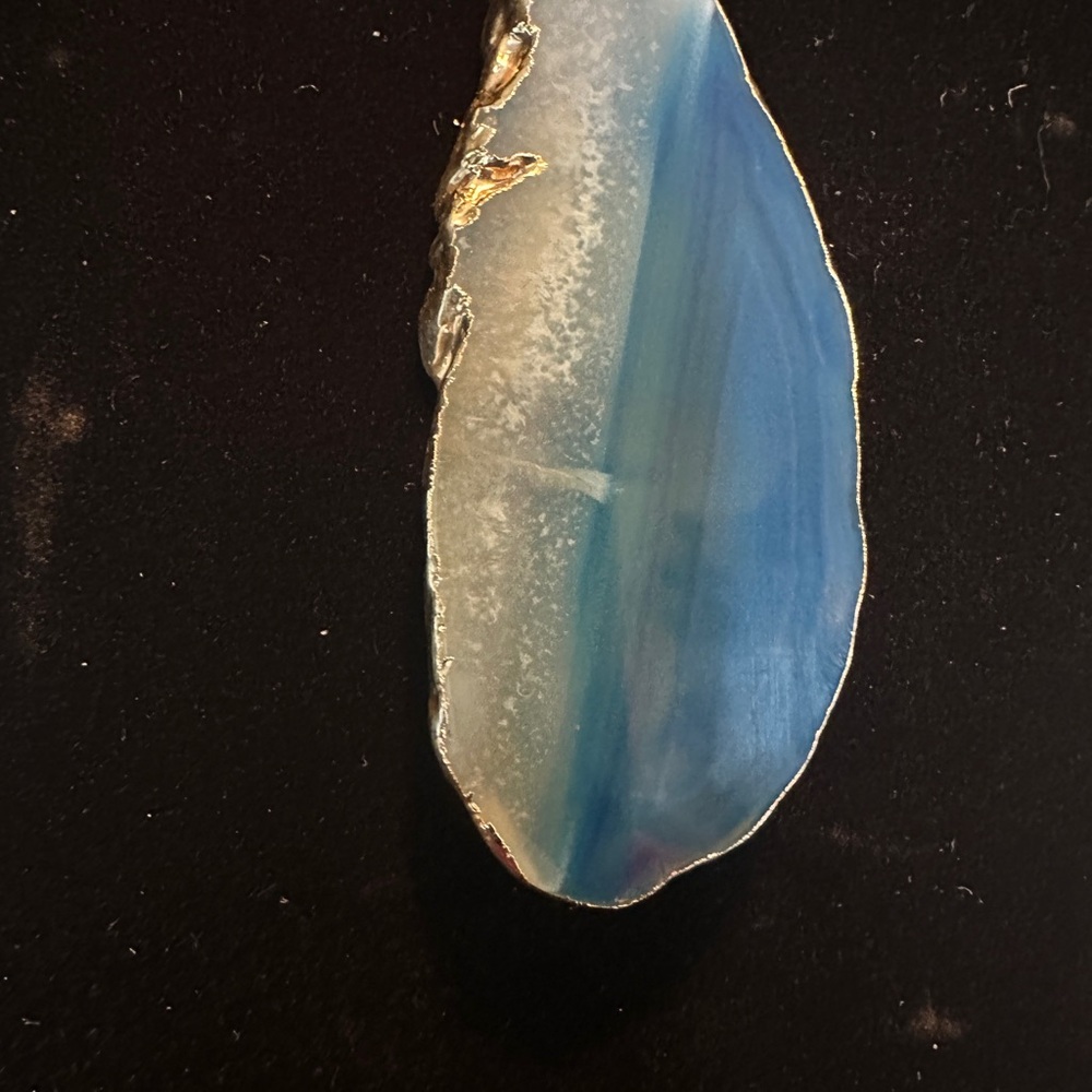 Blue, White and Gold Brazilian Volcanic Agate Pendant Necklace